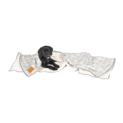 Mog & Bone Soft Reversible Pet Blanket Grey Check main image