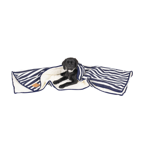 Mog & Bone Soft Reversible Pet Blanket Navy Hamptons Stripe main image