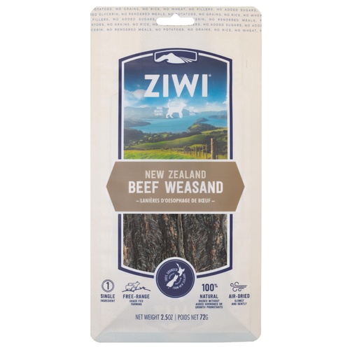 Ziwi Peak Natural Dog Treats - Free Range Beef Weasand 72g main image