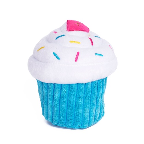 Zippy Paws Plush Squeaker Dog Toy - Cupcake in Blue or Pink main image