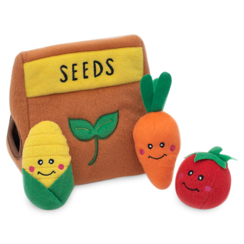 Zippy Paws Zippy Burrow Interactive Dog Toy - Seed Packet + 3 Veggies main image
