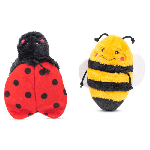 Zippy Paws Crinkle Bee and Ladybug Crinkle Squeaker Dog Toys Duo Pack main image