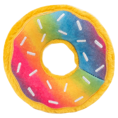 Zippy Paws Plush Squeaker Dog Toy - Rainbow Donutz main image