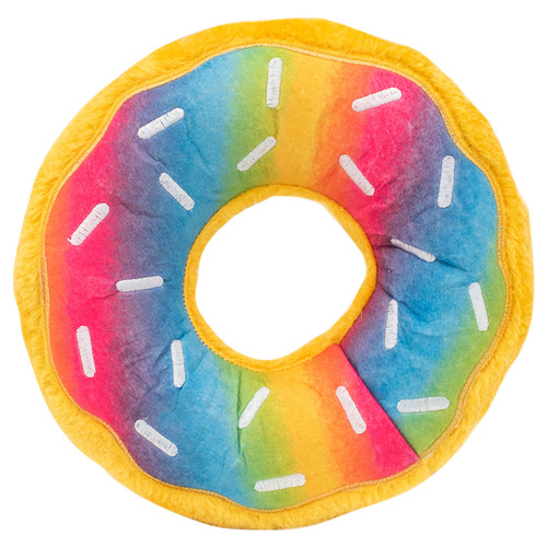 Zippy Paws Plush Squeaker Dog Toy - Jumbo Rainbow Donutz main image