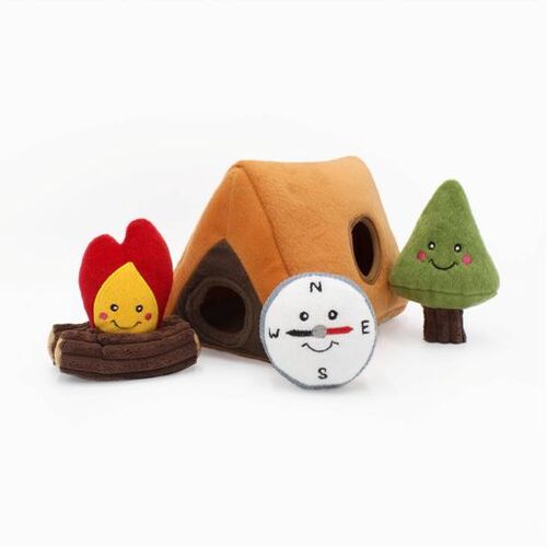 Zippy Paws Interactive Burrow Dog Toy - Camping Tent  main image