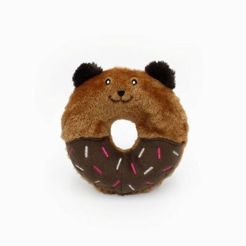 Zippy Paws Donutz Buddies Plush Squeaker Dog Toy - Bear  main image