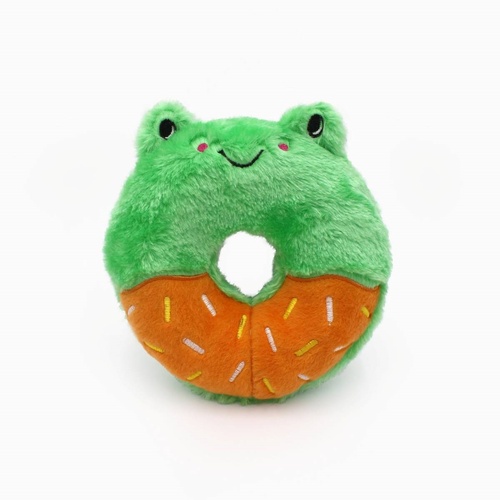 Zippy Paws Donutz Buddy Plush Squeaker Dog Toy - Frog  main image