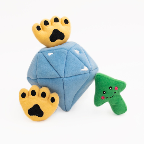 Zippy Paws Burrow Interactive Dog Toy - Diamond & Paws with 3 Squeaker Toys main image