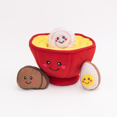 Zippy Paws Burrow Interactive Dog Toy - Ramen Bowl with 3 Squeaker Toys main image