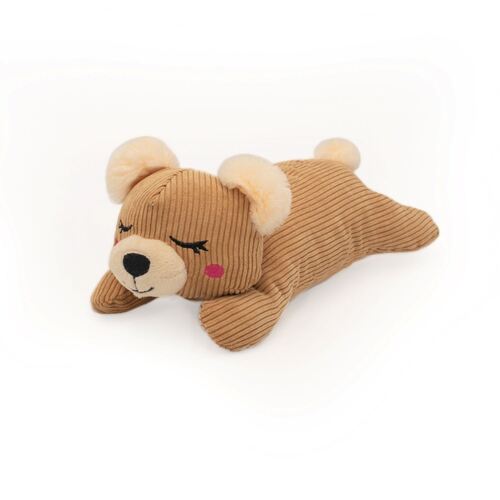 Zippy Paws Snooziez with Silent Shhhqueaker Plush Dog Toy - Bear  main image