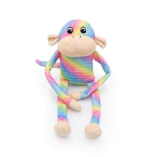 Zippy Paws Spencer the Crinkle Monkey Long Leg Plush Dog Toy - Large Rainbow  main image