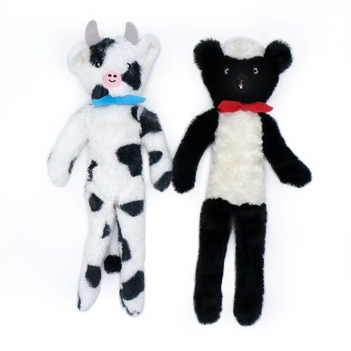 Zippy Paws Fluffy Peltz Plush Squeaker Dog Toy - Sheep & Cow  2-Pack main image