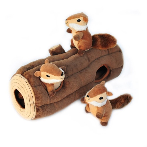 Zippy Paws Interactive Burrow Dog Toy - 3 Chipmunks in a Log main image