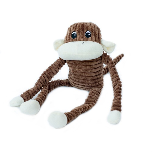 Zippy Paws Spencer the Crinkle Monkey Long Leg Plush Dog Toy - Brown - Large main image