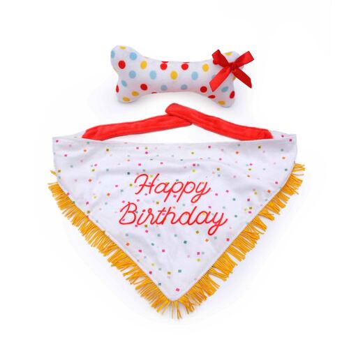 Zippy Paws Birthday Gift Set for Dogs - Bandana & Bone 2-Pack  main image