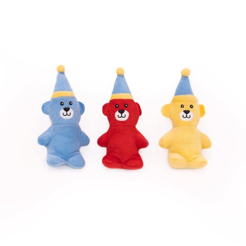 Zippy Paws Miniz Squeaker Dog Toys - 3-Pack - Birthday Bears  main image