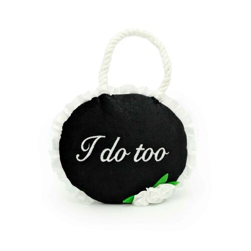 Zippy Paws Squeakie Pattiez Plush Squeaker Dog Toy - I Do Too Wedding Sign  main image