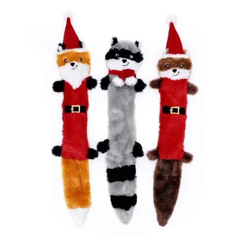 Zippy Paws Christmas Holiday Skinny Peltz Squeaker Dog Toy 3-pack main image