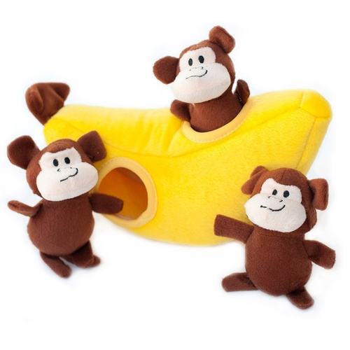 Zippy Paws Interactive Burrow Dog Toy - Monkey 'n Banana main image