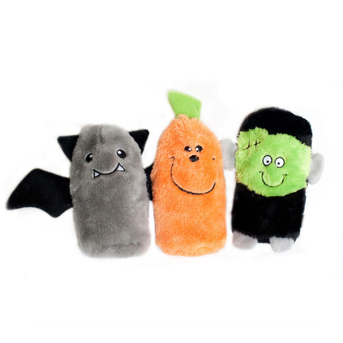 Zippy Paws Halloween Squeakie Buddie Dog Toys 3-pack - Frankenstein, Pumpkin & Bat main image