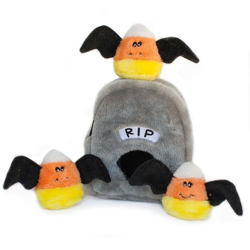 Zippy Paws Interactive Burrow Dog Toy - Halloween Burrow - Spooky Gravestone