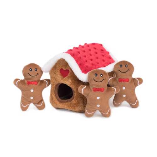 Zippy Paws Christmas Holiday Burrow Dog Toy - Gingerbread House main image