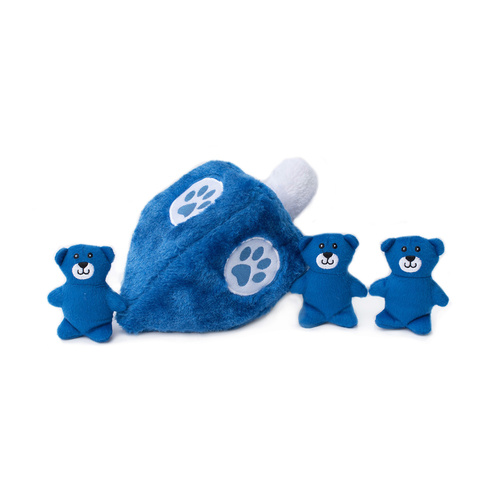 Zippy Paws Hanukkah Burrow Interactive Squeaker Dog Toy - Dreidel Blue Bears main image