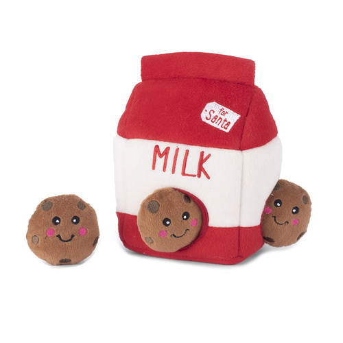 Zippy Paws Interactive Dog Toy - Holiday Burrow - Santa's Milk and Cookies main image