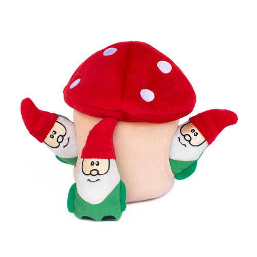 Zippy Paws Interactive Dog Toy - Holiday Burrow - Gnomes in Mushroom main image