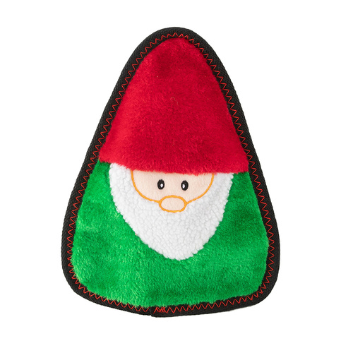 Zippy Paws Tough Z-Stitch Squeaker Dog Toy with No Stuffing - Holiday Gnome main image