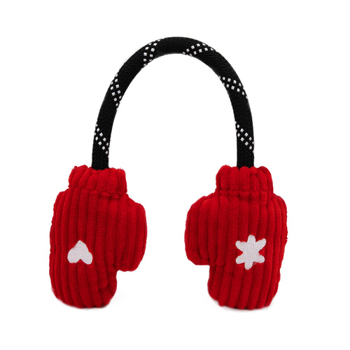 Zippy Paws Christmas RopeTugz Plush Squeaker Dog Toy - Mittens main image