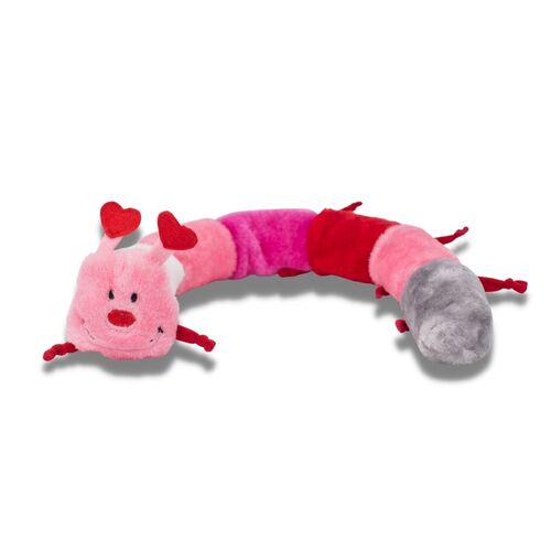 Zippy Paws 6 Squeakers Plush No Stuffing Dog Toy - Deluxe Valentine's Caterpillar main image