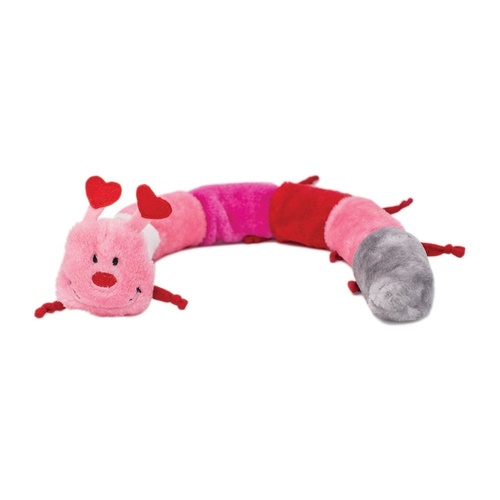 Zippy Paws Valentine's Caterpillar Low Stuffing Squeaker Dog Toy - Large main image