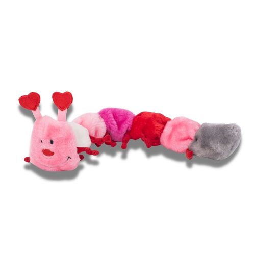 Zippy Paws Valentine's Caterpillar Low Stuffing Squeaker Dog Toy - Large main image