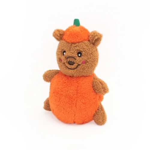 Zippy Paws Holiday Cheeky Chumz Plush Dog Toy - Halloween Pumpkin Bear main image