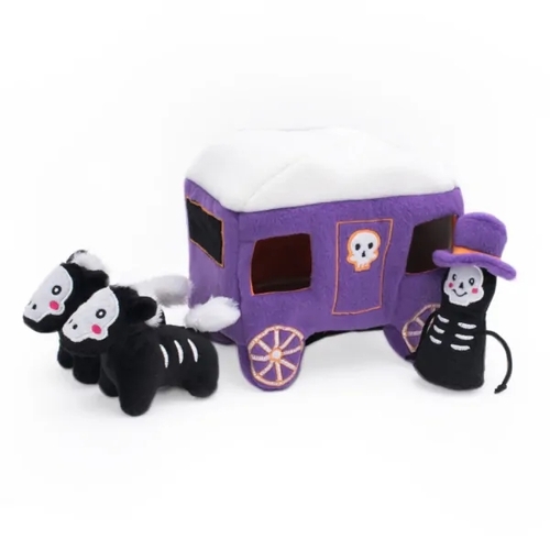 Zippy Paws Halloween Burrow Dog Toy - Haunted Carriage + 3 Squeaker Toys main image