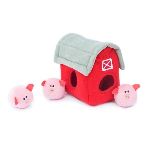 Zippy Paws Burrow Bubble Babiez Interactive Squeaker Dog Toy - Pig Barn main image