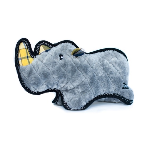 Zippy Paws Grunterz Plush Z-Stitch Dog Toy - Ronny the Black Rhino main image