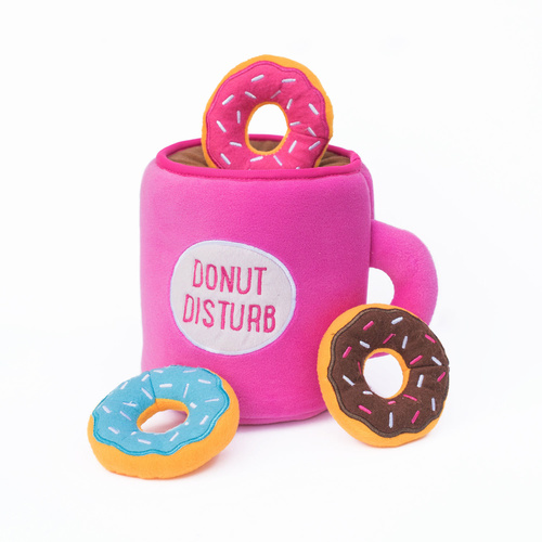 Zippy Paws Burrow Interactive Dog Toy - Coffee and Donutz with 3 Squeaky Donuts main image