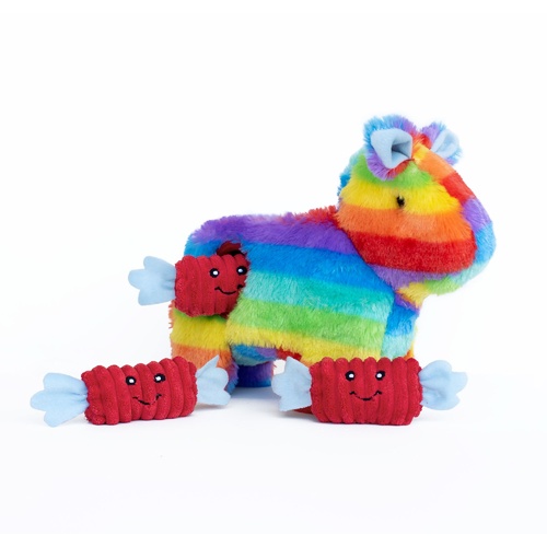 Zippy Paws Interactive Burrow Plush Dog Toy - Rainbow Pinata with Candy main image