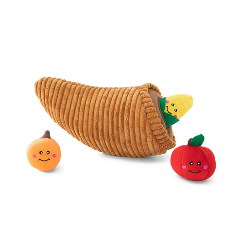 Zippy Paws Fall Harvest Burrow Dog Toy - Cornucopia + 3 Squeaker Veggies main image