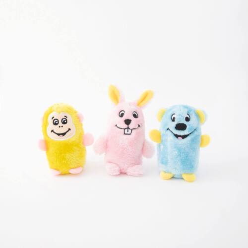 Zippy Paws Squeakie Buddies No Stuffing Small Dog Toy - Bear, Bunny & Monkey main image