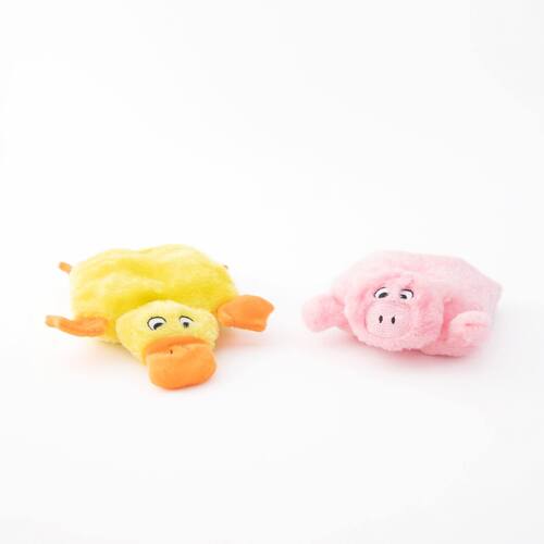 Zippy Paws Squeakie Pads No Stuffing Small Dog Toy - Duck & Pig 2-Pack  main image