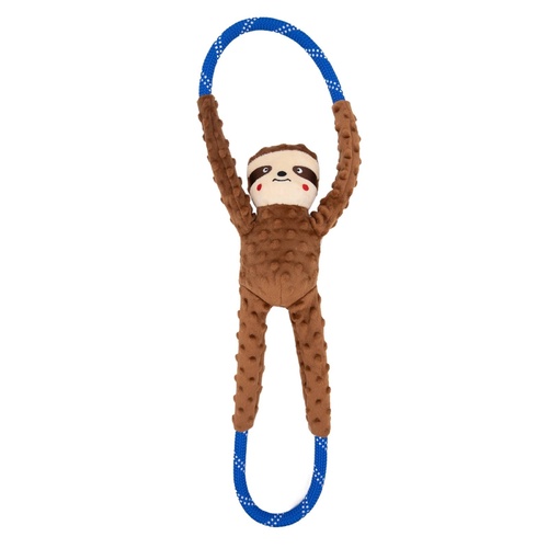 Zippy Paws RopeTugz Squeaker Dog Toy with Rope - Sloth main image