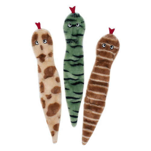 Zippy Paws Skinny Peltz Plush No- Stuffing Squeaker Dog Toy - Desert Snakes 3- Pack main image