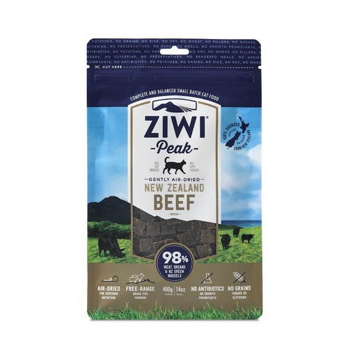 Ziwi Peak Air Dried Grain Free Cat Food 400g Pouch - Free Range Beef main image