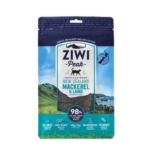Ziwi Peak Air Dried Grain Free Cat Food 400g Pouch - Mackerel & Lamb main image