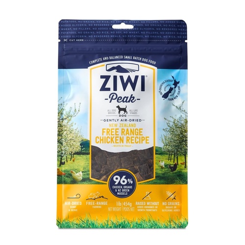 Ziwi Peak Air Dried Grain Free Dog Food 454g Pouch - Free Range New Zealand Chicken main image