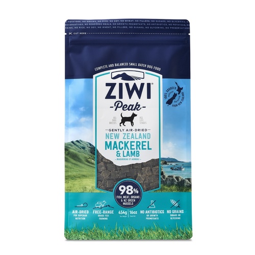 Ziwi Peak Air Dried Grain Free Dog Food 454g Pouch - Mackerel & Lamb main image