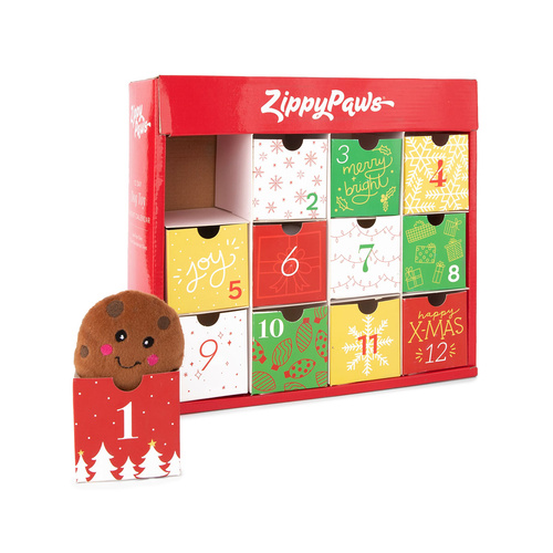 Zippy Paws Holiday Advent Calendar with 12 holiday Miniz Squeaker Dog Toys main image